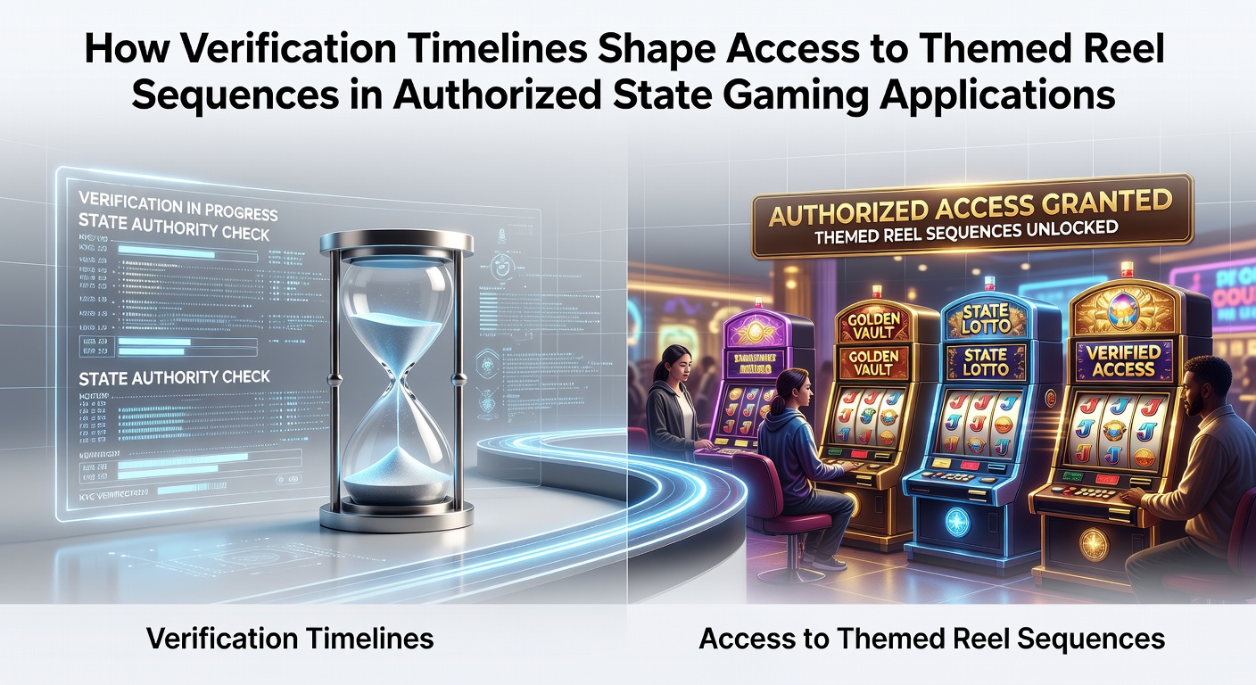 Illustration of mobile gaming app interface showing verification progress bar alongside themed slot reels