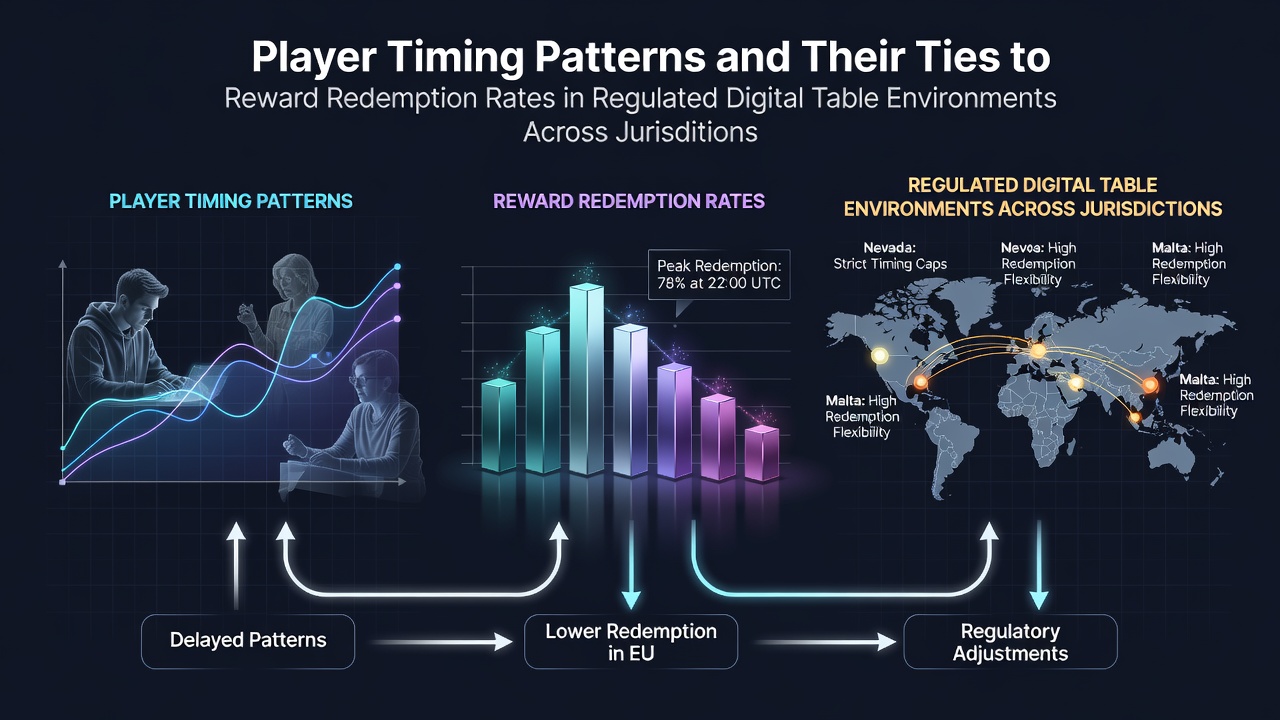 Digital table game interface showing timing metrics and player session data on a regulated mobile platform