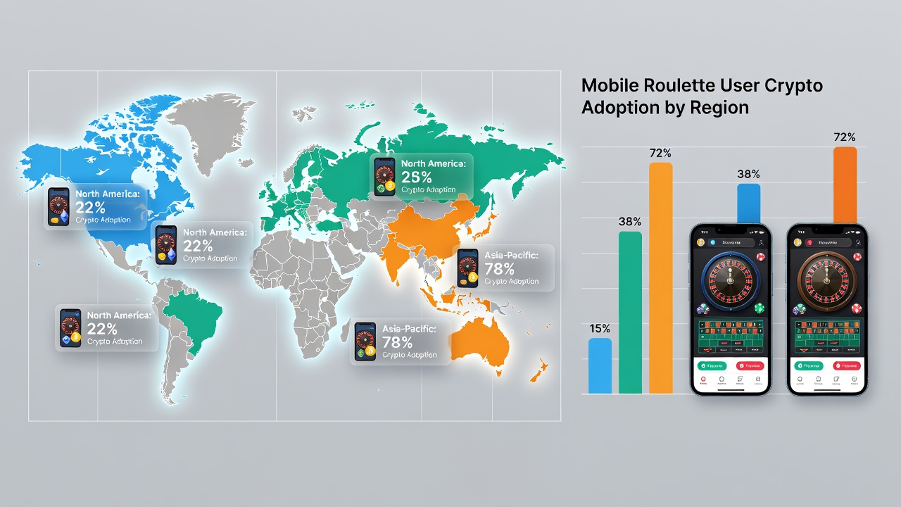 Infographic illustrating factors behind regional differences in crypto use for state-licensed roulette apps