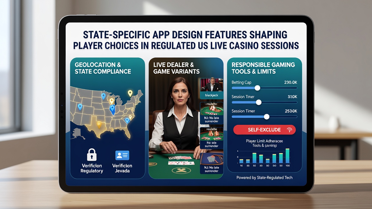 Split-screen view comparing app layouts for live casino games across different US states