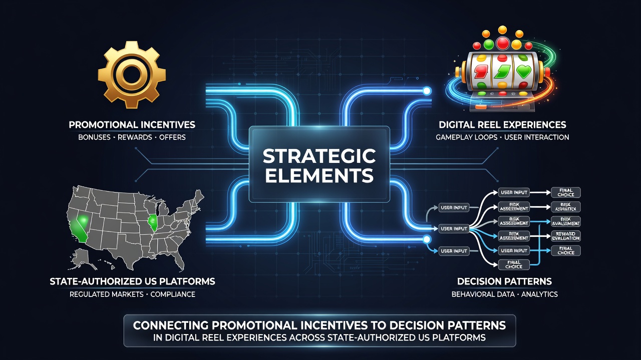 Digital reel interface showing promotional bonus indicators on a state-authorized US casino platform